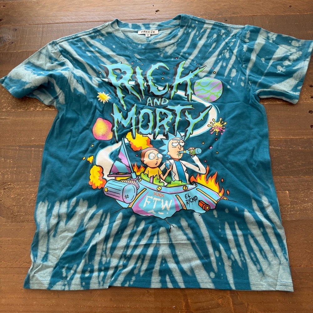 Freeze Rick & Morty Teal Tie-Dye Graphic Tee